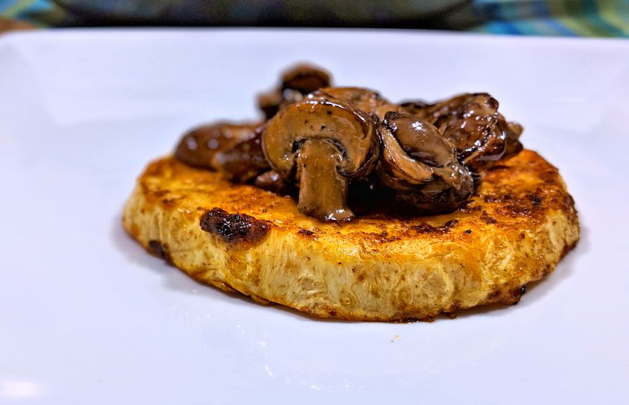 Celeriac Steak With Sweet Potato Chips Recipe Cuisine Fiend